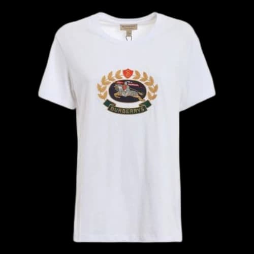 Burberry Classic Logo Embroidered Short Sleeve White