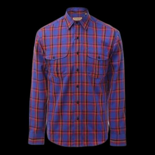 Burberry Plaid Long Sleeves Shirt Blue Red Plaid