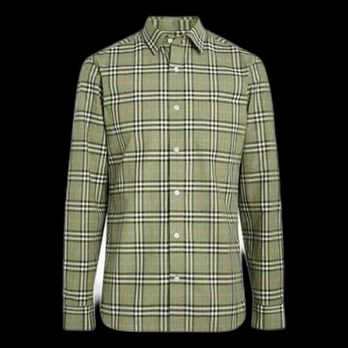 Burberry Check Long Sleeve Shirt Male Green