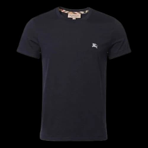 Burberry Logo Round Neck Short Sleeve Navy Blue