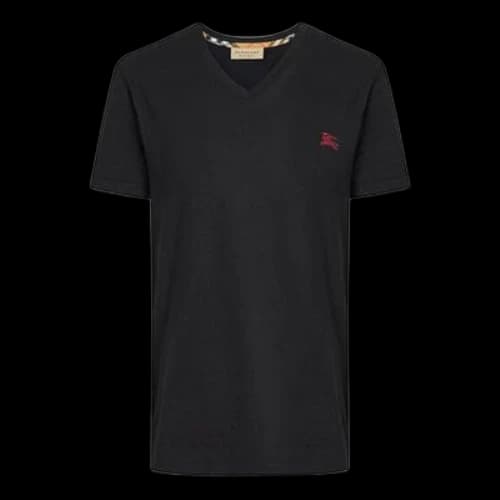 Burberry V neck Cozy Solid Color Short Sleeve Black