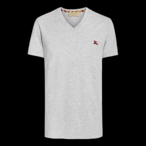 Burberry V neck Knit Pullover Short Sleeve Gray