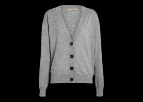 Burberry Women's Vintage Check Elbow Patch Dornoch Cardigan Grey