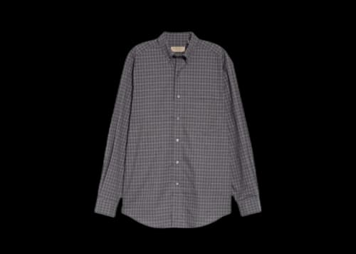 Burberry Small Scale Check Cotton Shirt Dark Grey