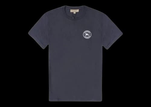 Burberry Embroidered Logo Cotton T-shirt Navy
