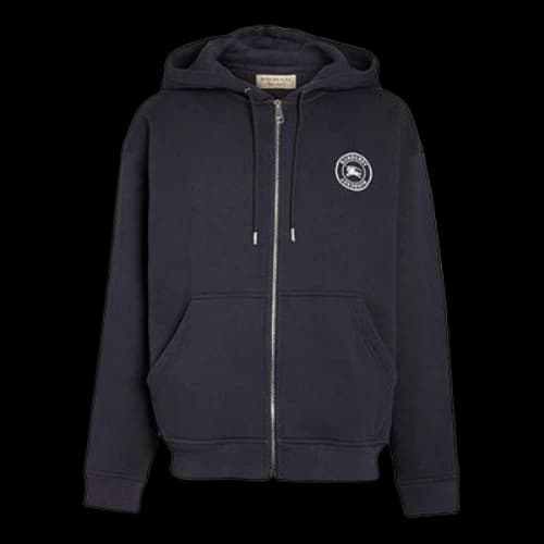 Burberry Embroidered Logo Hooded Jacket Navy Blue