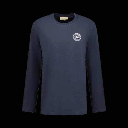 Burberry Embroidered Logo Cotton Long Sleeve T-shirt Navy