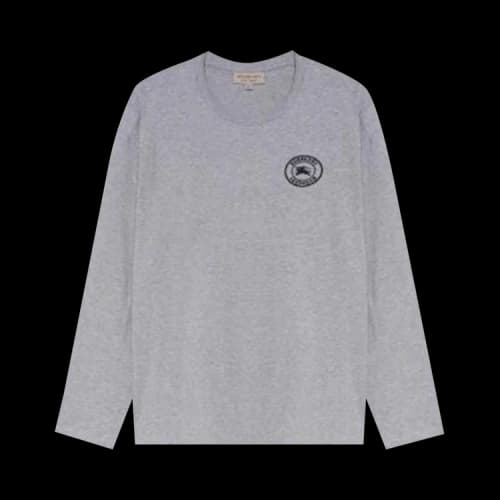 Burberry Embroidered Logo Cotton Long Sleeve T-shirt Gray