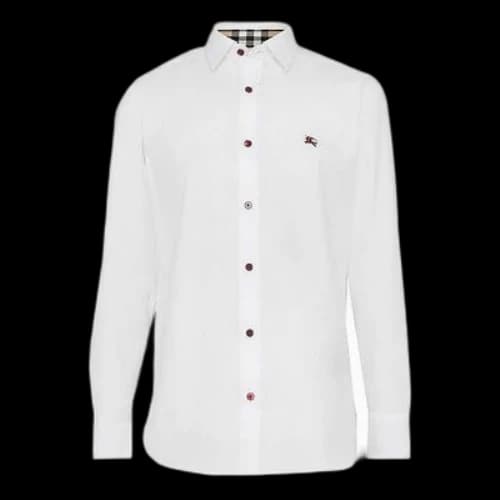 Burberry Bottons White Stretch Cotton Shirt Male White