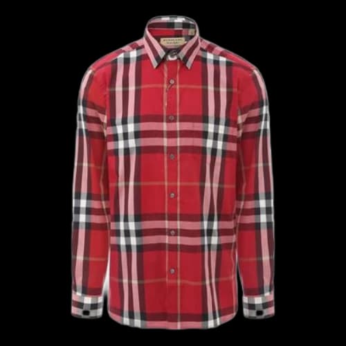 Burberry Button Plaid Long Sleeves Shirt Red