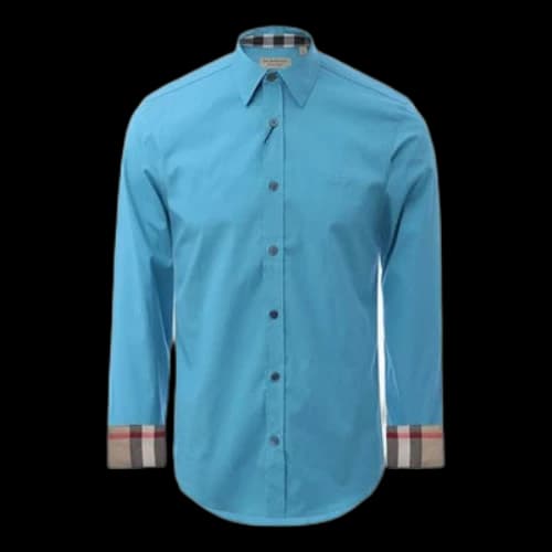 Burberry Logo Cotton Long Sleeves Shirt Blue Green