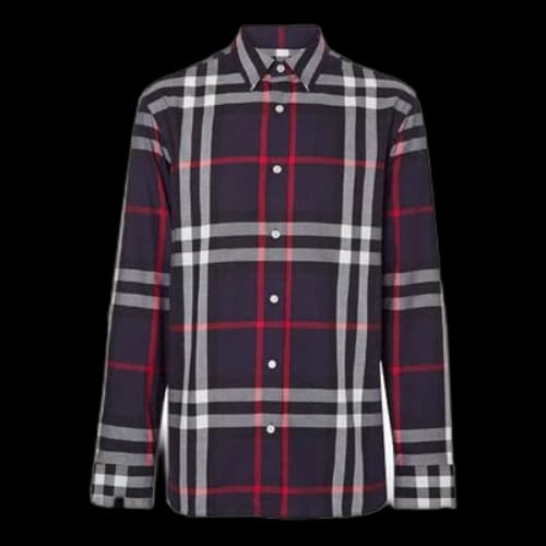 Burberry SS21 Check Long Sleeve Shirt Male Blue