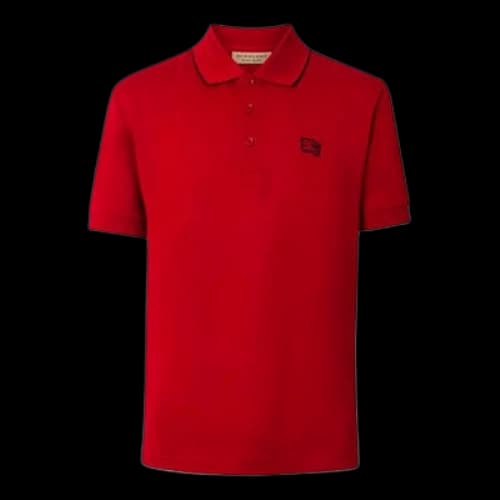 Burberry Edging Mesh Short Sleeve Polo Shirt Red