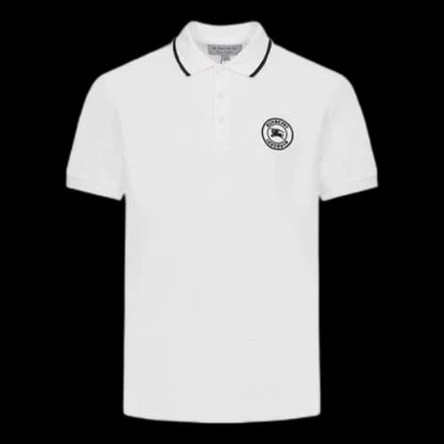 Burberry Embroidered Logo Short Sleeve Polo Shirt White