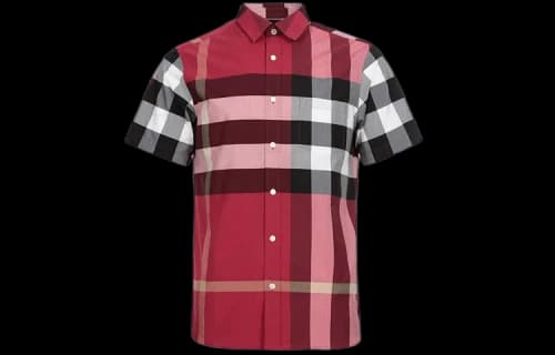 Burberry Plaid Casual Short Sleeve Shirt Red