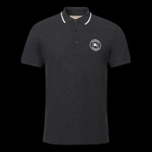 Burberry Embroidered Logo Short Sleeve Polo Shirt Black