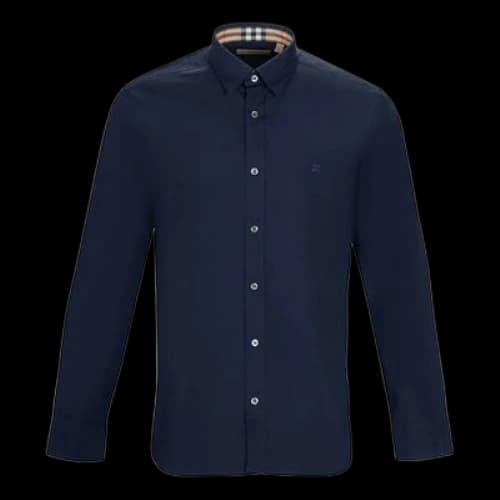 Burberry Logo Casual Long Sleeves Button Shirt Navy Blue