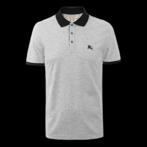 Burberry Logo Pattern Short Sleeve Polo Shirt Gray
