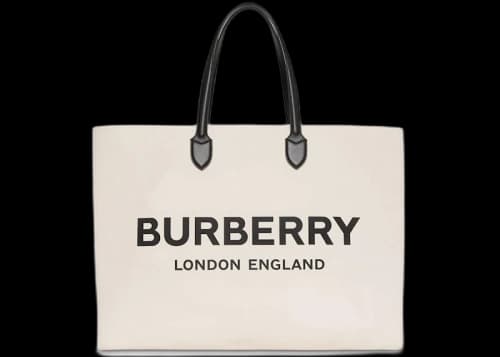 Burberry Logo Detail Cotton Blend Tote Natural