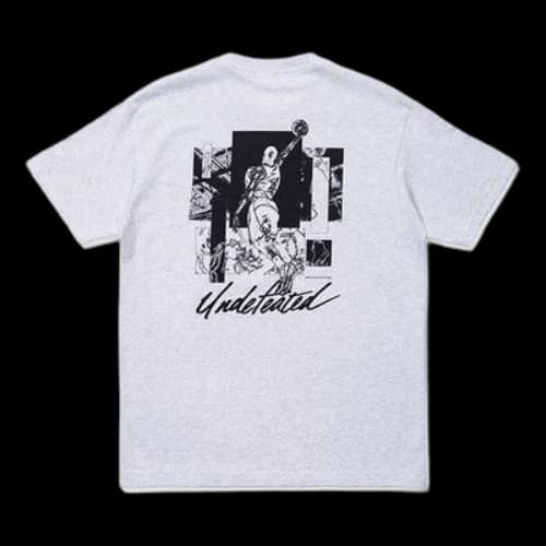 UNDEFEATED DUNK Tee Grey Cursive Alphabet Printing Unisex light grey