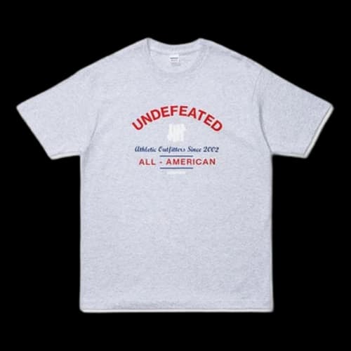 UNDEFEATED All-American Tee Grey Alphabet Printing Short Sleeve Unisex light grey