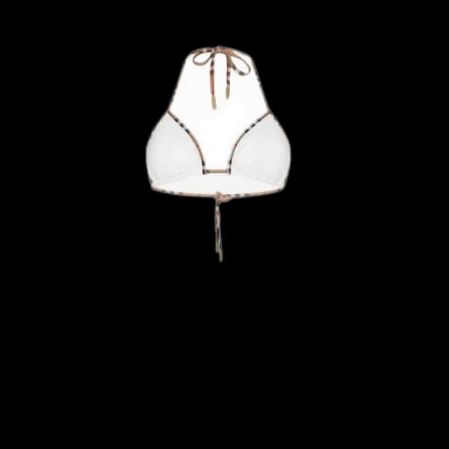 Burberry Vintage Check Trim Triangle Bikini White