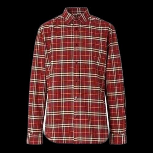 Burberry Plaid Button Long Sleeves Shirt Red