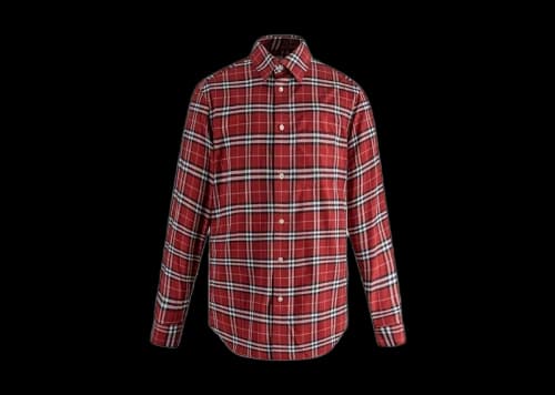 Burberry Check Stretch Cotton Poplin Shirt Red