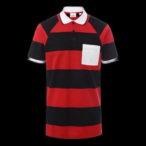 Burberry Monogram Stripe Polo Shirt Red