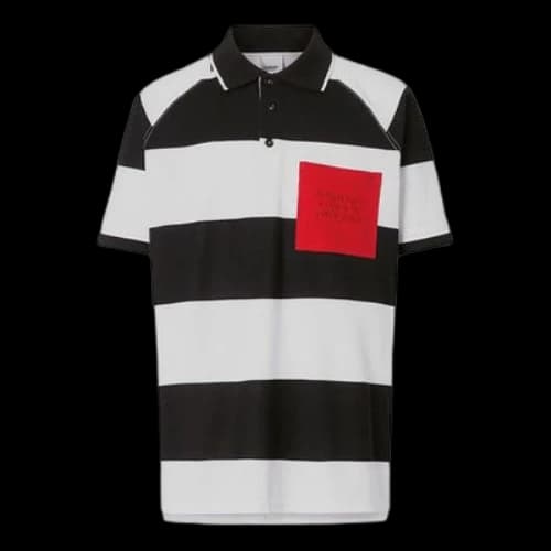 Burberry SS21 Loose Short Sleeve Polo Shirt Black White
