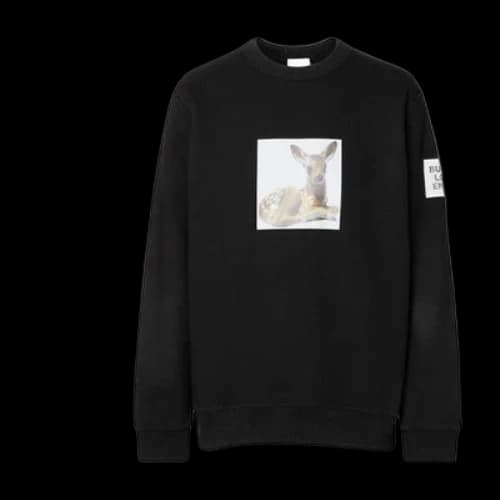 Burberry Deer Printing Round Neck Black