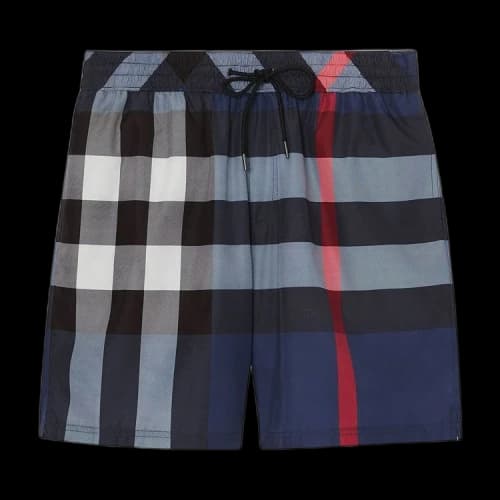Burberry Check Drawcord Swim Shorts 'Carbon Blue'