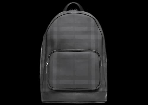 Burberry London Check and Leather Backpack Dark Charcoal