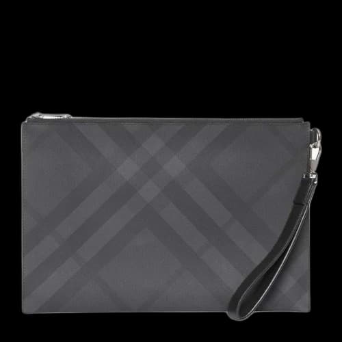 Burberry London Check Zip Handbag Dark Grey
