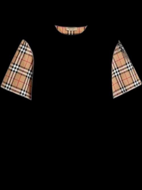 Burberry Stretch Check Sleeves Cotton T-shirt White