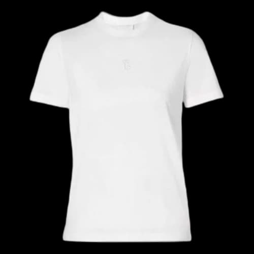 Burberry Monogram Motif Embroidered Logo Cotton Short Sleeve White