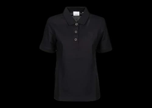 Burberry Womens Monogram Motif Pique Cotton Polo Shirt Black