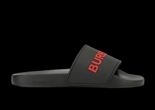 Burberry Embossed Logo Slides Black Red