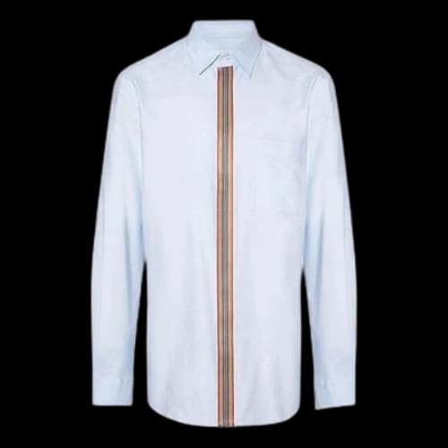 Burberry Stripe Adornment Cotton Blue Shirt