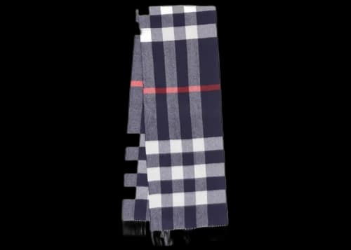 Burberry Check Cashmere Scarf Navy