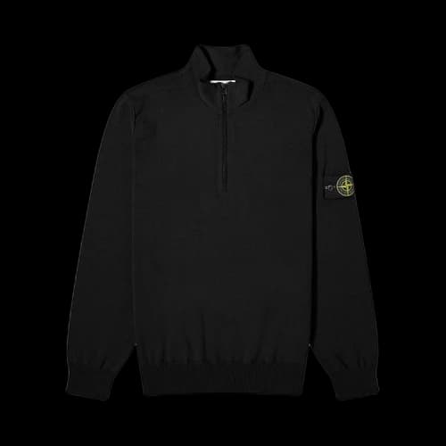 Stone Island Half Zip Textured Knit Sweater 'Black'