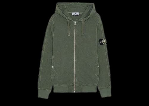 Stone Island Logo Patch Zip-Up Hoodie Musk