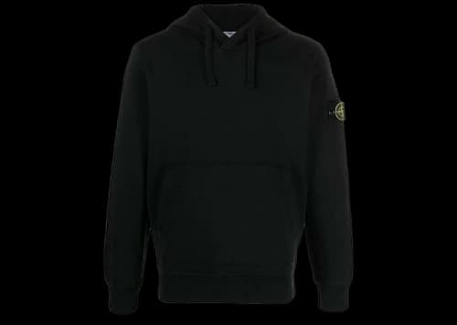 Stone Island Logo Patch Hoodie Black