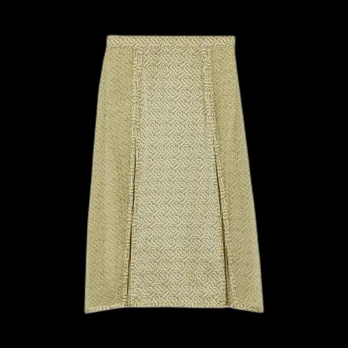 Burberry Monogram Print Silk Pleated Skirt 'Pale Yellow'