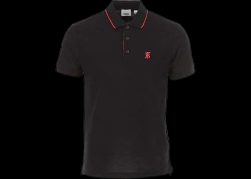 Burberry Monogram-Motif Piqué Cotton Polo Shirt Black