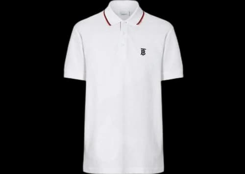 Burberry Monogram-Motif Piqué Cotton Polo Shirt White
