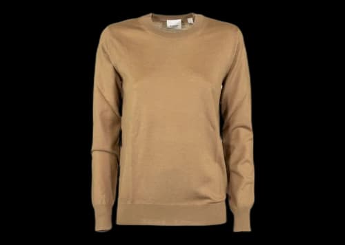 Burberry Women's Vintage Check Patch Merino Wool Sweater Beige