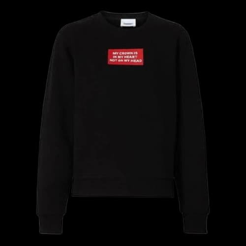 Burberry Slogan Printing Round Neck Long Sleeves Black