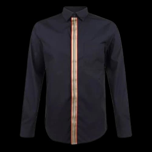 Burberry Stripe Stretch Cotton Shirt Male Blue