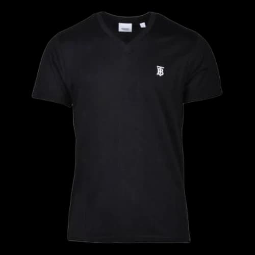 Burberry SS20 Cotton Logo Pattern V neck Short Sleeve Black
